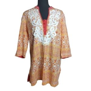 Indikka 3/4 Sleeve Beaded Cotton Tunic Sz.L